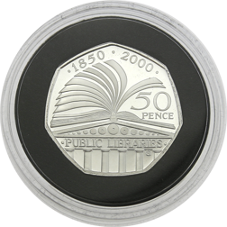Pre-Owned 2000 UK Public Libraries 50p Proof Silver Coin - VAT Free