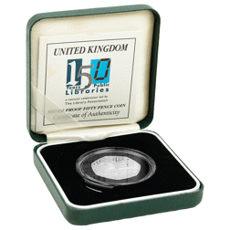 Pre-Owned 2000 UK Public Libraries 50p Proof Silver Coin - VAT Free