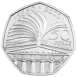 Pre-Owned 2000 UK Public Libraries 50p Proof Silver Coin - VAT Free