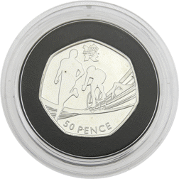 Pre-Owned 2011 UK London 2012 Olympics 'Triathlon' 50p Silver Coin - VAT Free