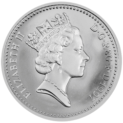 Pre-Owned 1997 UK £1 Piedfort Proof Design Silver Coin - VAT Free