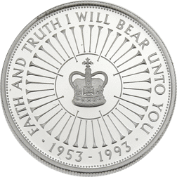 Pre-Owned 1993 UK Coronation 40th Anniversary Crown Proof Design Silver Coin - VAT Free