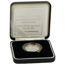 Pre-Owned 2001 UK Marconi £2 Piedfort Proof Silver Coin - VAT Free