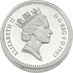 Pre-Owned 1987 UK £1 Proof Design Piedfort Silver Coin - VAT Free