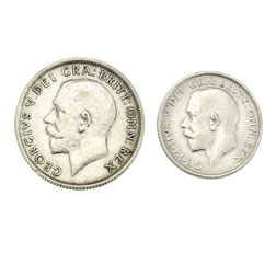 Pre-Owned King George V British Lion Shilling & Sixpence 2 Coin Set - VAT Free