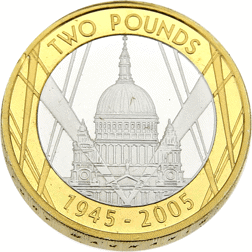 Pre-Owned 2005 60th Anniversary End of WWII £2 Proof Piedfort Silver Coin - VAT Free