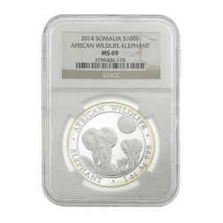 Pre-Owned 2014 Somalian Elephant 1oz Silver Coin - NGC MS 69 - 3799406-178 - VAT Free