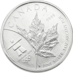Pre-Owned 2008 Canadian Maple Vancouver Olympics 1oz Silver Coin - VAT Free