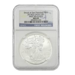 Pre-Owned 2014 Silver Eagle 1oz Coin NGC Graded MS69 - 3856023-336 - VAT Free