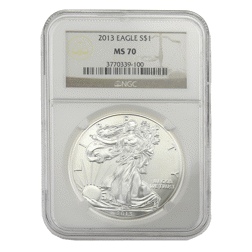 Pre-Owned 2013 Silver Eagle 1oz Coin NGC Graded MS70 - 3770339-100 - VAT Free