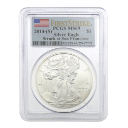 Pre-Owned 2014 USA Eagle San Francisco 1oz Silver Coin PGCS MS69 - 521928.69/29467732 - VAT Free