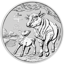 Pre-Owned 2021 Australian Lunar Ox 1oz Silver Coin - VAT Free