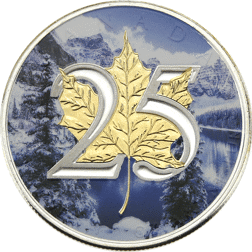 Pre-Owned 2013 Canadian Maple Colourised and Gilded 1oz Silver Coin - VAT Free