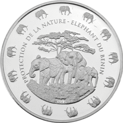 Pre-Owned 2017 Benin Protection De La Nature Elephant 1oz Silver Coin - VAT Free