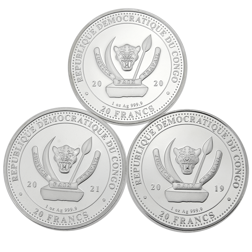 Pre-Owned Congo World's Wildlife 1oz Silver 3-Coin Collection - VAT Free |  Out Of Stock | Atkinsons Bullion