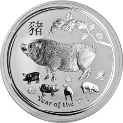 Pre-Owned 2019 Australian Lunar Pig 10oz Silver Coin - VAT Free