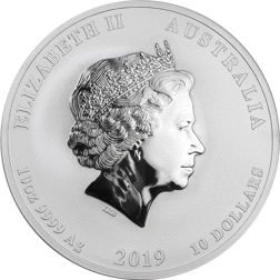 Pre-Owned 2019 Australian Lunar Pig 10oz Silver Coin - VAT Free