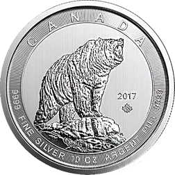Pre-Owned 2017 Canadian Grizzly Bear 10oz Silver Coin - VAT Free