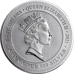 Pre-Owned 2021 St Helena The Queen's Virtues Victory 1oz Silver Coin - VAT Free