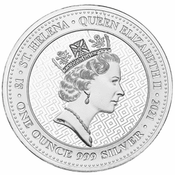 Pre-Owned 2021 St Helena The Queen's Virtues Victory 1oz Silver Coin - VAT Free