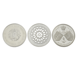 Pre-Owned 1972 - 2007 Diamond Wedding Anniversary Proof Silver 3-Coin Set - VAT Free