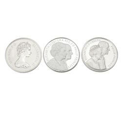 Pre-Owned 1972 - 2007 Diamond Wedding Anniversary Proof Silver 3-Coin Set - VAT Free