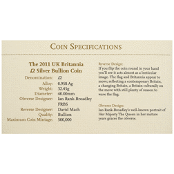 Pre-Owned 2011 UK Britannia £2 1oz Silver Bullion Coin - Boxed - VAT Free