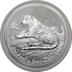Pre-Owned 2010 Australian Lunar Tiger 5oz Silver Coin - VAT Free