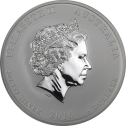 Pre-Owned 2010 Australian Lunar Tiger 5oz Silver Coin - VAT Free