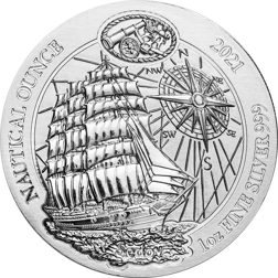 Pre-Owned 2021 Rwanda Sedov Nautical Ounce 1oz Silver Coin - VAT Free