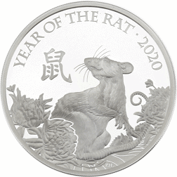 Pre-Owned 2020 UK Lunar Rat 1oz Silver Proof Coin - VAT Free