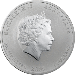 Pre-Owned 2009 Australian Lunar Ox 2oz Silver Coin - VAT Free