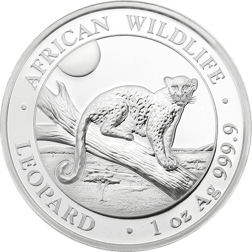Pre-Owned 2021 Somalian African Wildlife Leopard 1oz Silver Coin - VAT Free