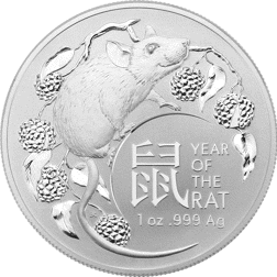 Pre-Owned 2020 Royal Australian Mint Year Of The Rat 1oz Silver Coin - VAT Free