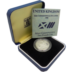 Pre-Owned 1986 UK Commonwealth Games £2 Proof Silver Coin - VAT Free