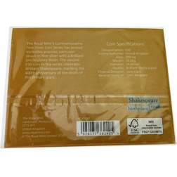 Pre-Owned 2016 William Shakespeare Silver £50 Coin - Carded - VAT Free