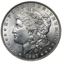 Pre-Owned 1887 USA Morgan Dollar Philadelphia Silver Coin - VAT Free