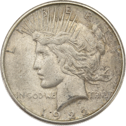 Pre-Owned USA 1922 Peace Dollar San Francisco Silver Coin - VAT Free