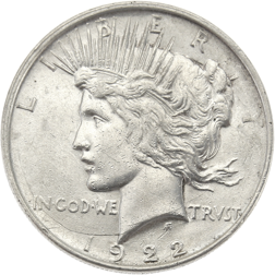 Pre-Owned USA 1922 Peace Dollar Denver Silver Coin - VAT Free