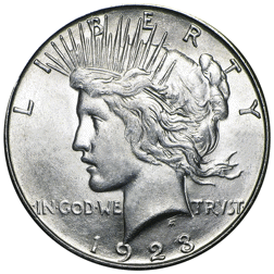 Pre-Owned USA 1923 Peace Dollar Philadelphia Silver Coin - VAT Free