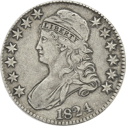 Pre-Owned 1824 USA Capped Bust Half Dollar Silver Coin - VAT Free