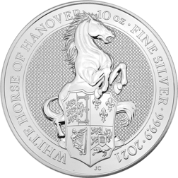 Pre-Owned 2021 UK Queen’s Beasts The White Horse of Hanover 10oz Silver Coin - VAT Free
