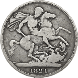 Pre-Owned 1821 George IIII Crown Silver Coin - VAT Free