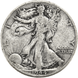 Pre-Owned 1944 USA Walking Liberty Half Dollar Philadelphia Mint Silver Coin - VAT Free