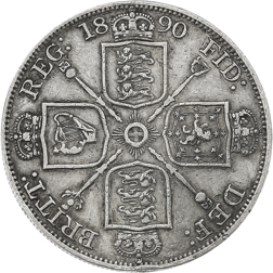 Pre-Owned 1890 Victoria Double Florin Silver Coin - VAT Free