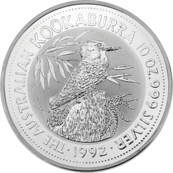 Pre-Owned 1992 Australian Kookaburra 10oz Silver Coin - VAT Free