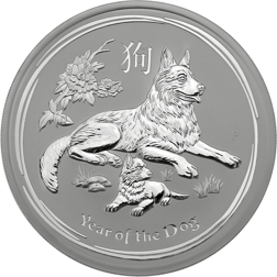 Pre-Owned 2018 Australian Lunar Dog 5oz Silver Coin - VAT Free