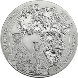 Pre-Owned 2013 Rwanda African Cheetah 1oz Silver Coin - VAT Free