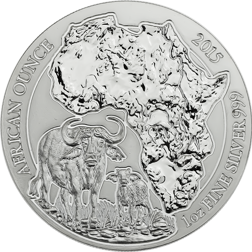 Pre-Owned 2015 Rwanda African Buffalo 1oz Silver Coin - VAT Free