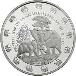 Pre-Owned 2016 Benin Protection De La Nature Elephant 1oz Silver Coin - VAT Free